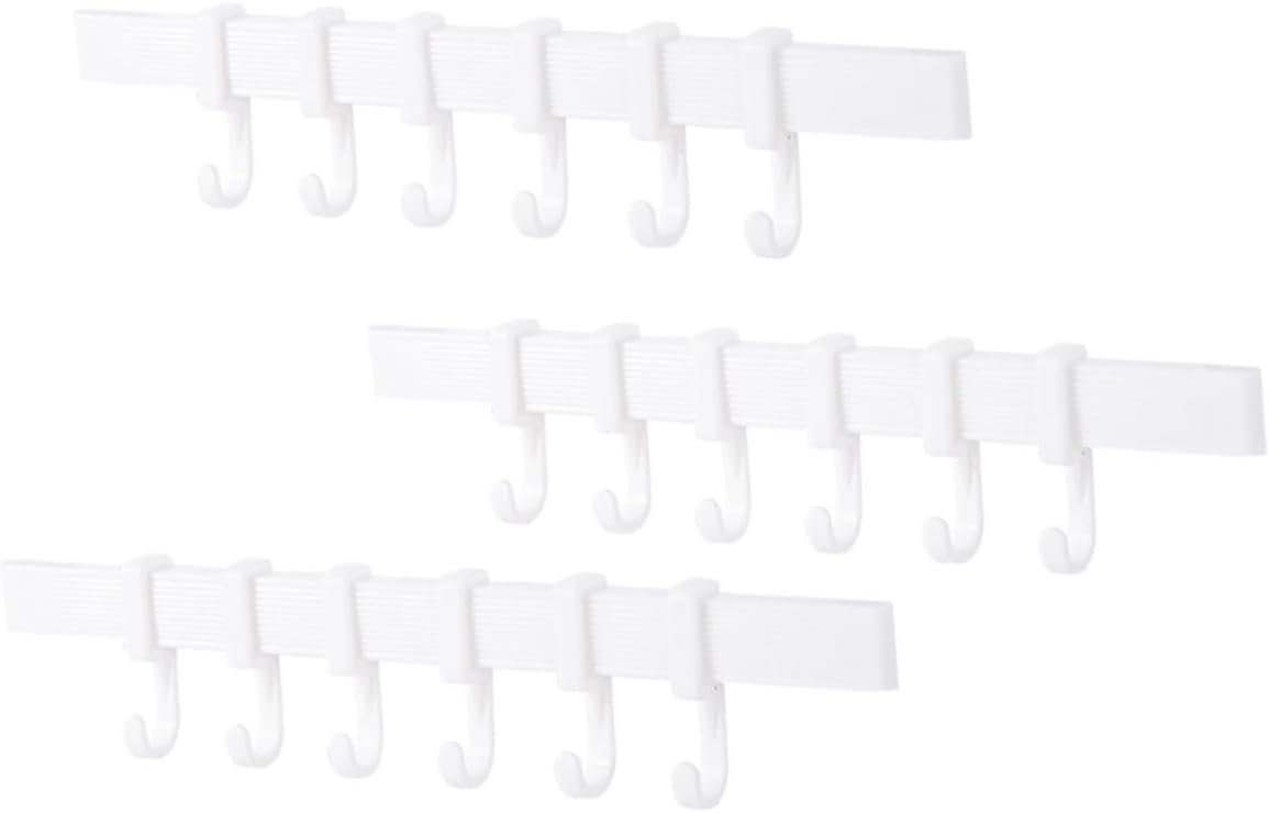 SEWOART 3pcs Bathroom Self Adhesive Hook Rack Black 6 Hooks 1