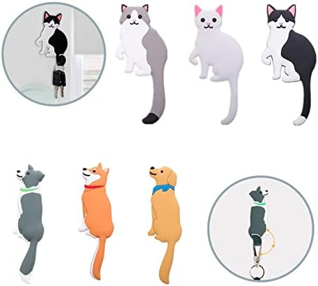 YISTOS Cute Animal Wall Hooks 3Pcs Cat Dog Adhesive White