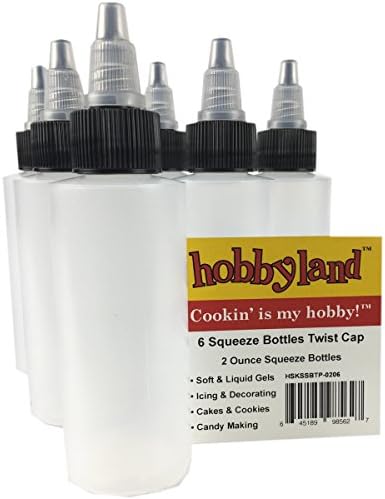 Hobbyland 2oz Squeeze Bottles Black Natural Twist Caps 6 Bottles