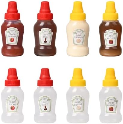 8Pcs Mini Ketchup Bottles 25ml Reusable Condiment Squeeze Bottles