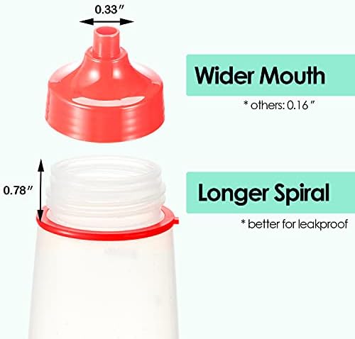 oiununo Squeeze Bottles Wide Mouth Pack of 2 Red 300 mL