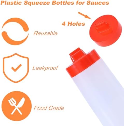 CATPAN 3PCS 8oz Plastic Squeeze Bottles for Sauces