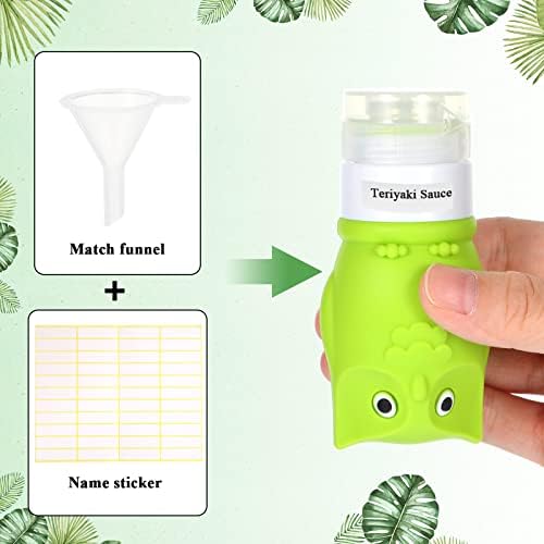 Meanplan 6-Pack Silicone Condiment Squeeze Bottles with Brush and Labels