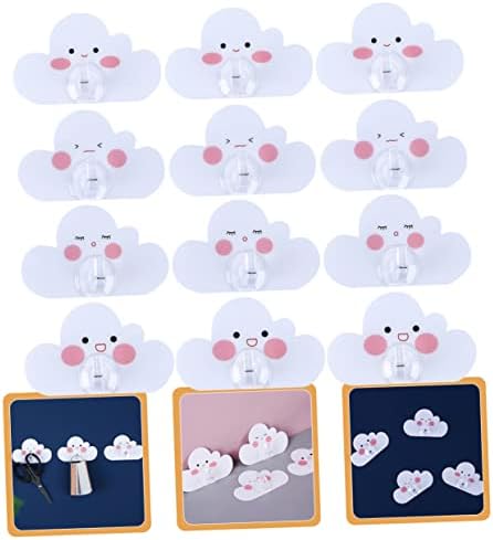 Vaguelly 12Pcs Cartoon Cloud Wall Hooks Adhesive Bathroom Hangers