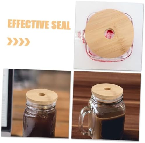 8pcs CIYODO Wooden Lids for Mason Jars with Straw Hole