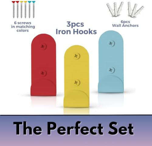 Colourful Heavy-Duty Wall Hooks Set of 3 - Stylish Sturdy
