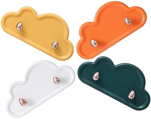 Homoyoyo 4pcs Cloud Shape Adhesive Wall Hooks Multipurpose Key Hangers