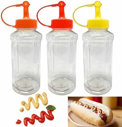 3 Pc Clear Plastic Squeeze Bottles 10oz