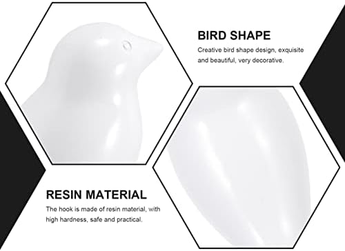 Kisangel 2 Pcs Resin White Coat Hooks with Bird Design