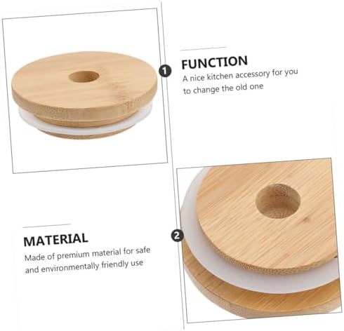 MAGICLULU 4PCs Wood Mason Jar Lids with Straw Hole