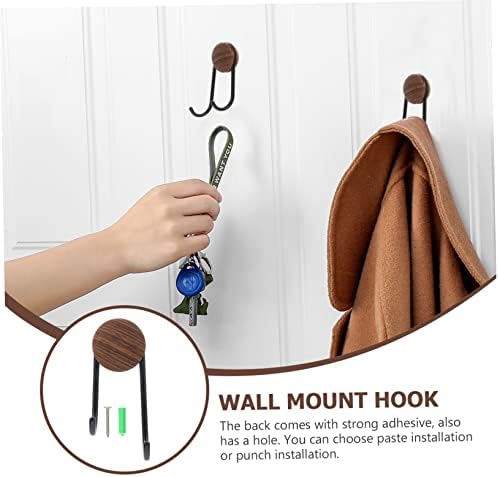 Happyyami Heavy Duty Self-Adhesive Coat Hook with Walnut Grain Design