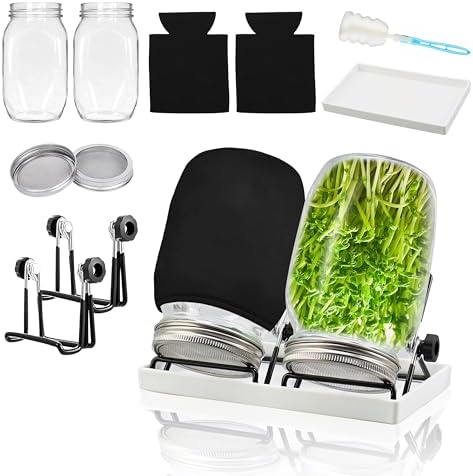 EKPYUB Upgrade Sprouting Jar Kit 2Pcs with Lids and Stand
