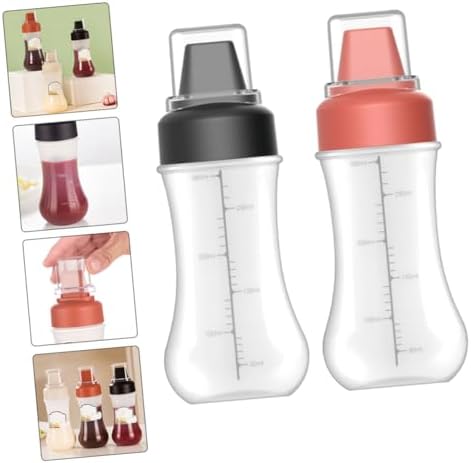 OKUMEYR 2 Pack 350ml Condiment Squeeze Bottles with Scale 1
