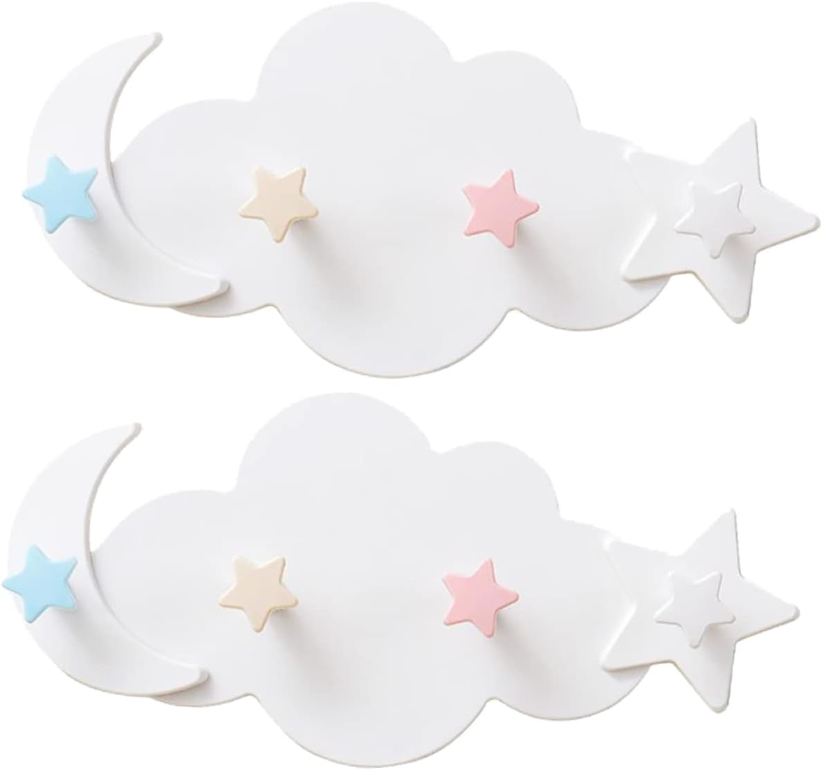 2Pcs Star Moon Wall Hooks for Smooth Surfaces