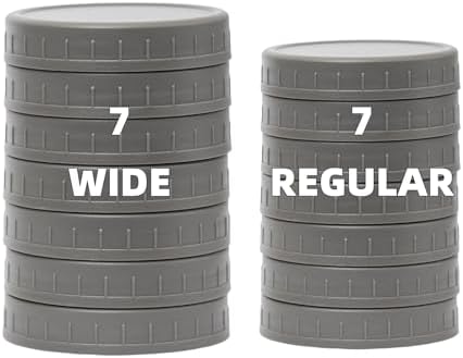 14-Pack Gray Plastic Mason Jar Lids with Silicone Rings