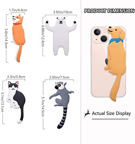YISTOS Cute Animal Wall Hooks 3Pcs Cat Dog Adhesive White