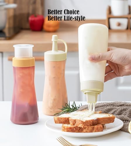 TINMIX 12 OZ Condiment Bottles Set of 3 5 Holes Spout Design