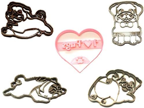 Pug Lover Wrinkly Dog Breed Cookie Cutters Set of 5