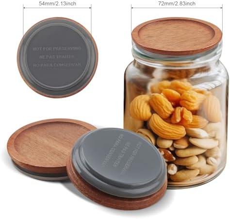 VinBee 6-Pack Reusable Wooden Mason Jar Lids