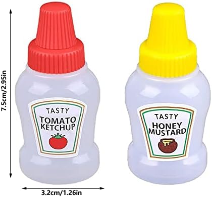 Mini Ketchup Bottles 2Pcs Clear Squeeze Condiment Dispensers