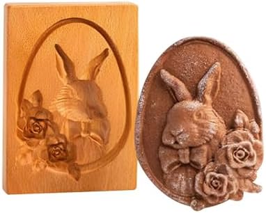 Wooden Cookie Molds with 3D Carved Shapes for Baking