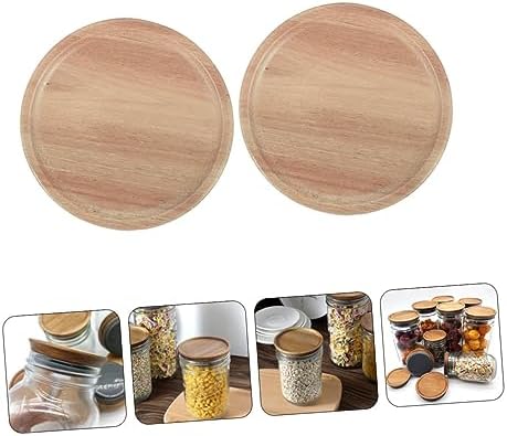 Alipis 2pcs Wooden Mason Jar Lids with Silicone Seals