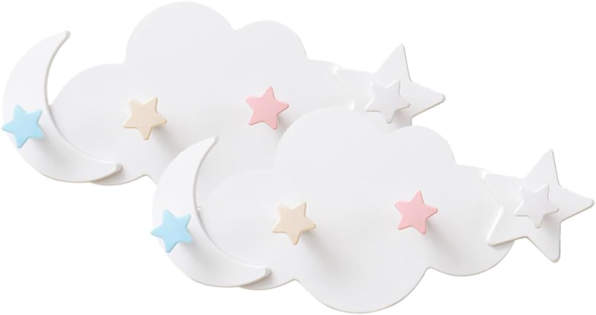 2pcs Cartoon Star Moon Wall Hooks