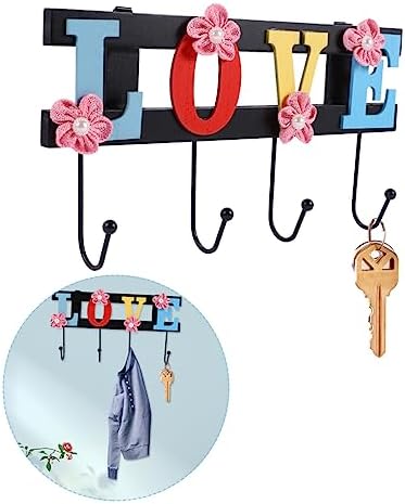 4 Hook Wall Towel Rack with Decorative Design