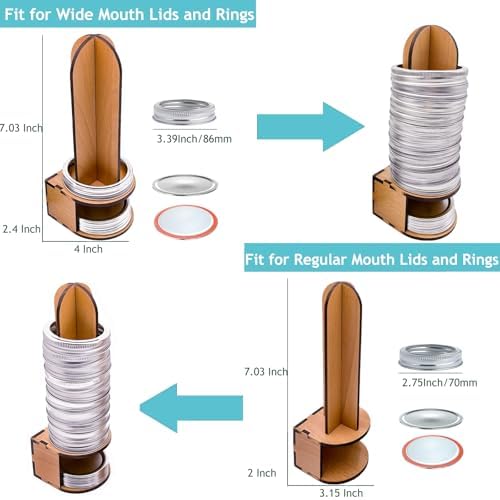 Mason Jar Lid Organizer Wood Storage for Canning Lids and Rings