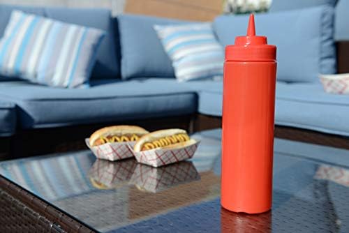 8 Pack 24 Oz Red Condiment Squeeze Bottles