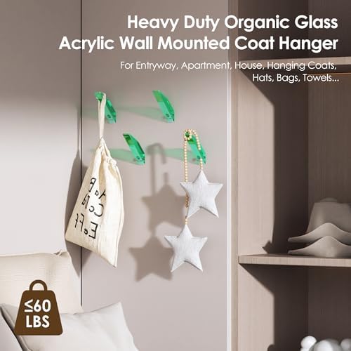 Acryve 4 Pack Green Acrylic Wall Hooks