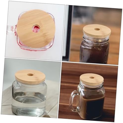 8pcs CIYODO Wooden Lids for Mason Jars with Straw Hole