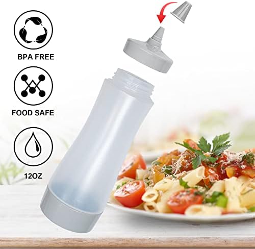 Qiuhome 12 oz Clear Condiment Squeeze Bottles Pack of 6