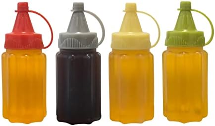 HYMAOME 4pcs Mini Condiment Squeeze Bottles for Lunch Travel