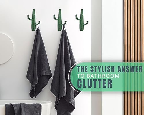 Comfify Rustic Green Cactus Cast Iron Hook Set of 3