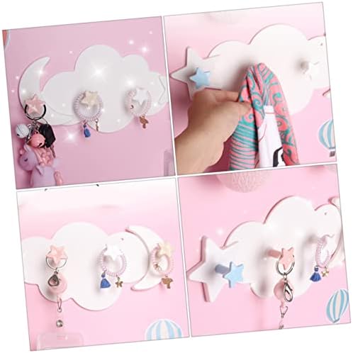 2Pcs Adhesive Moon Star Hooks for Kids Room Decor