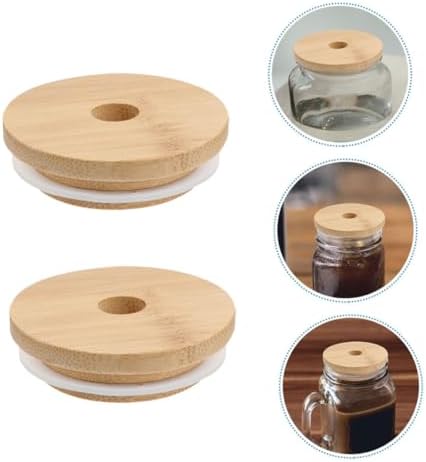 8pcs CIYODO Wooden Lids for Mason Jars with Straw Hole