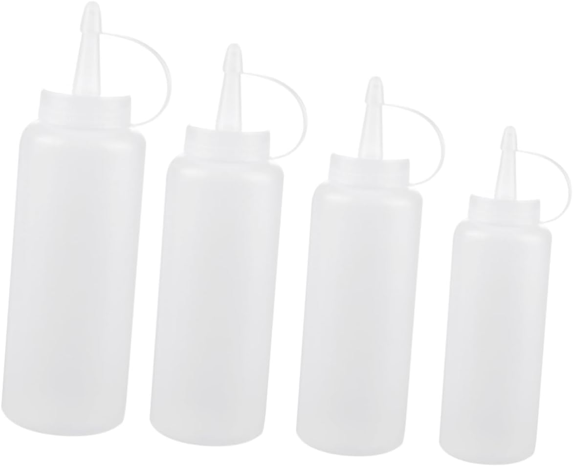 4pcs Salad Dressing Squeeze Bottles with Lids for Easy Kitchen Use
