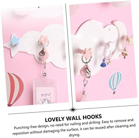 2Pcs Adhesive Moon Star Hooks for Kids Room Decor