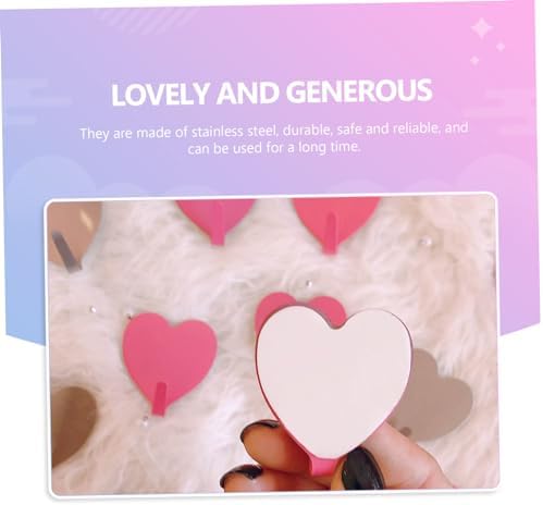 10pcs Heart Shaped Wall Hooks Non Punching Stainless Steel Easy Install