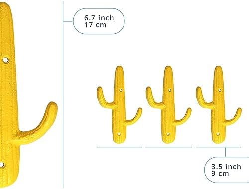 Comfify Yellow Cactus Wall Hooks Set of 3