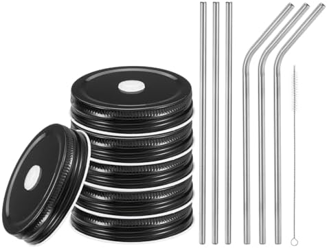Uxcell 13pcs Stainless Steel Mason Jar Lids with Straw Hole 1