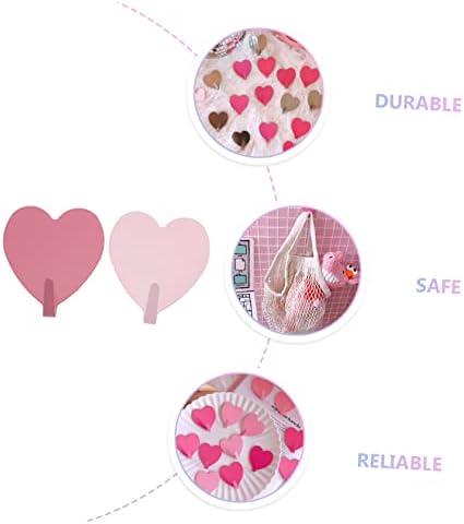 10pcs Heart Shaped Wall Hooks Non Punching Stainless Steel Easy Install