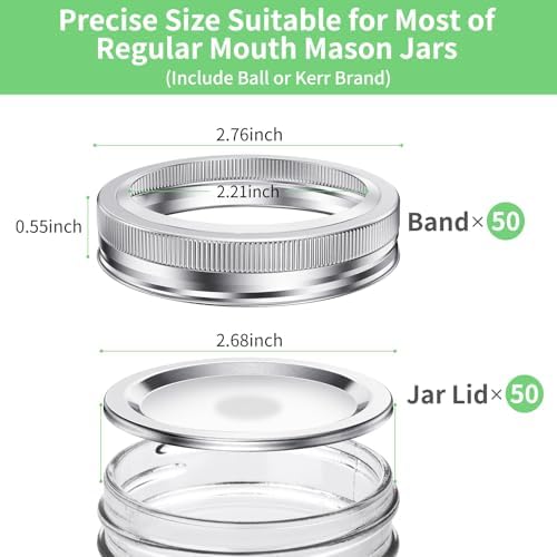 Ceephouge 48 Pcs Canning Lids and Rings Set