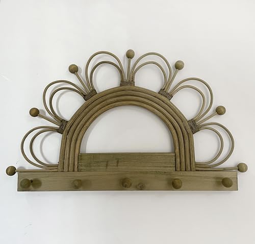 YISSEN Rattan Wall Hooks Entryway Shelf Organizer