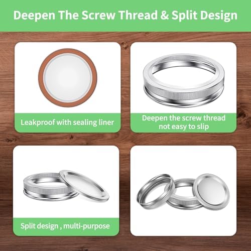 Ceephouge 48 Pcs Canning Lids and Rings Set