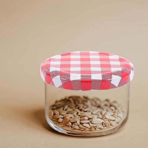 HOMSFOU 40pcs Mason Jar Lids with Checkered Design