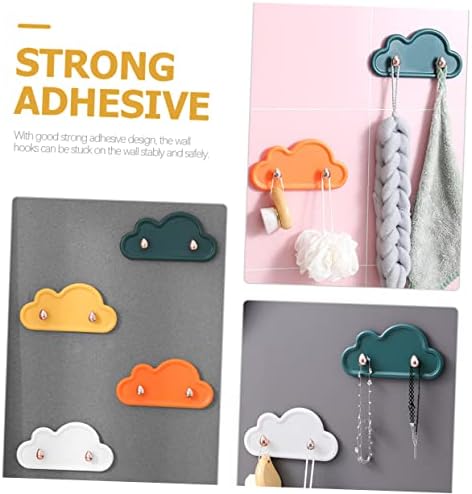 Homoyoyo 4pcs Cloud Shape Adhesive Wall Hooks Multipurpose Key Hangers