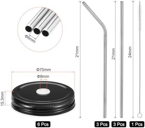 Uxcell 13pcs Stainless Steel Mason Jar Lids with Straw Hole 1