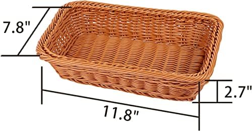 KEILEOHO 3 Pack 12 Inch Poly Wicker Bread Baskets 1